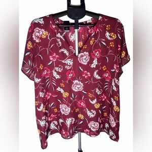 Old Navy Floral Burgundy Blouse XL